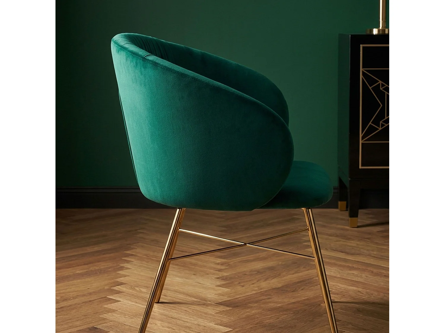 Chaise Design en Velours "Kanye" 80cm Vert