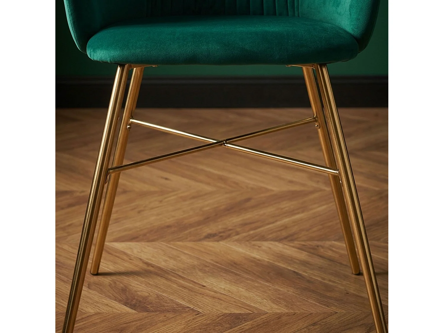 Chaise Design en Velours "Kanye" 80cm Vert