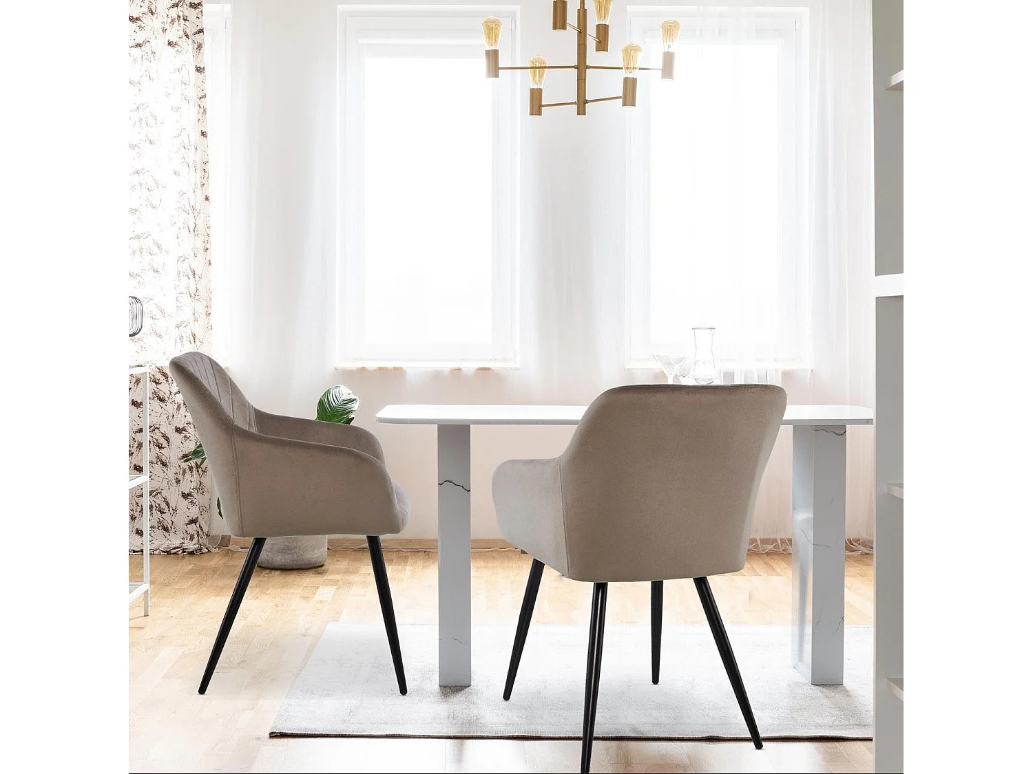 Lot de 2 Chaises Velours "Ariette" 83cm Gris