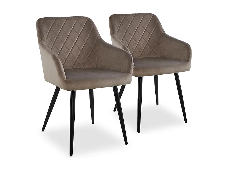 Lot de 2 Chaises Velours "Ariette" 83cm Gris