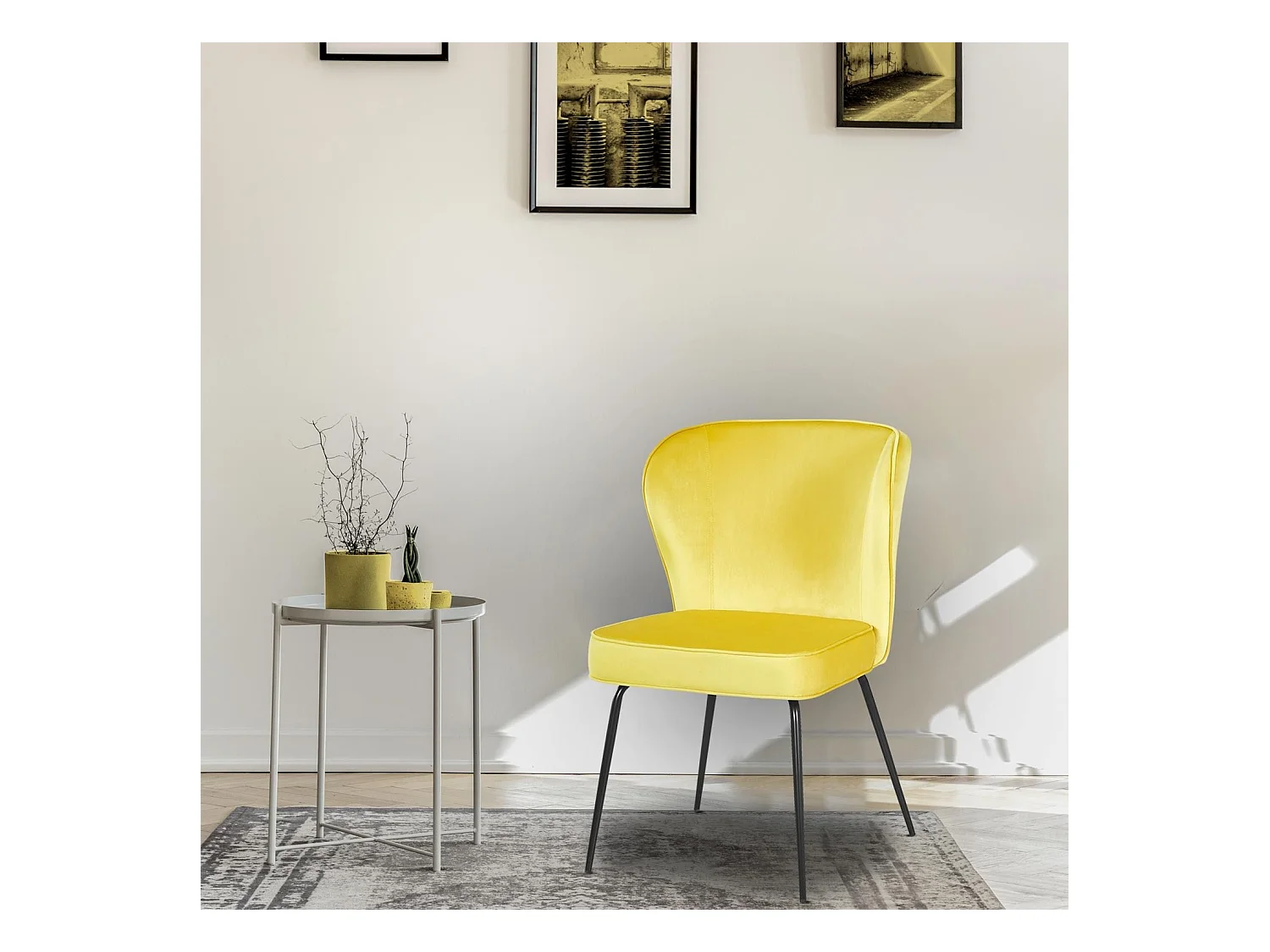 Lot de 2 Chaises Velours Design "Elsa" 79cm Jaune