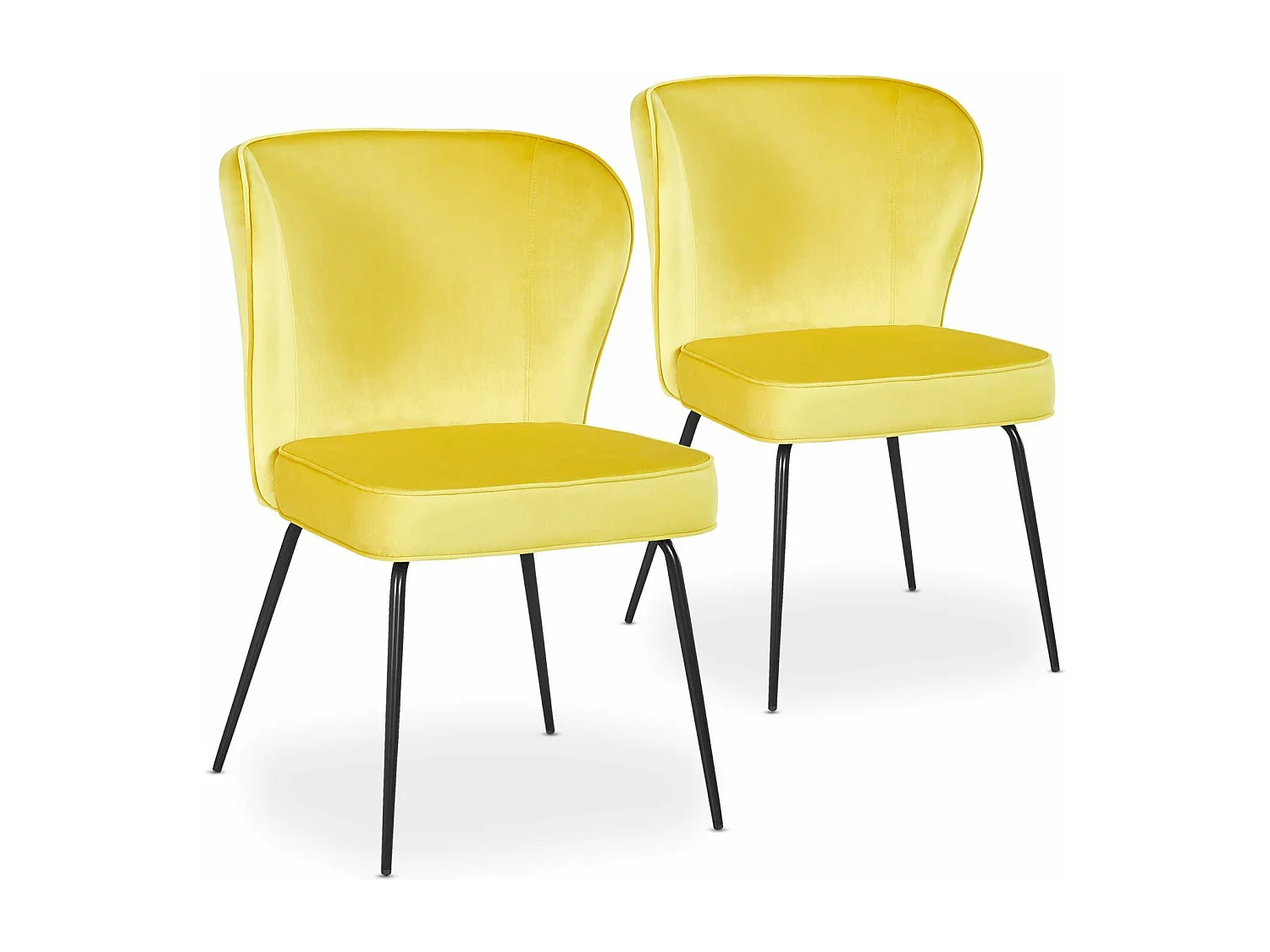 Lot de 2 Chaises Velours Design "Elsa" 79cm Jaune