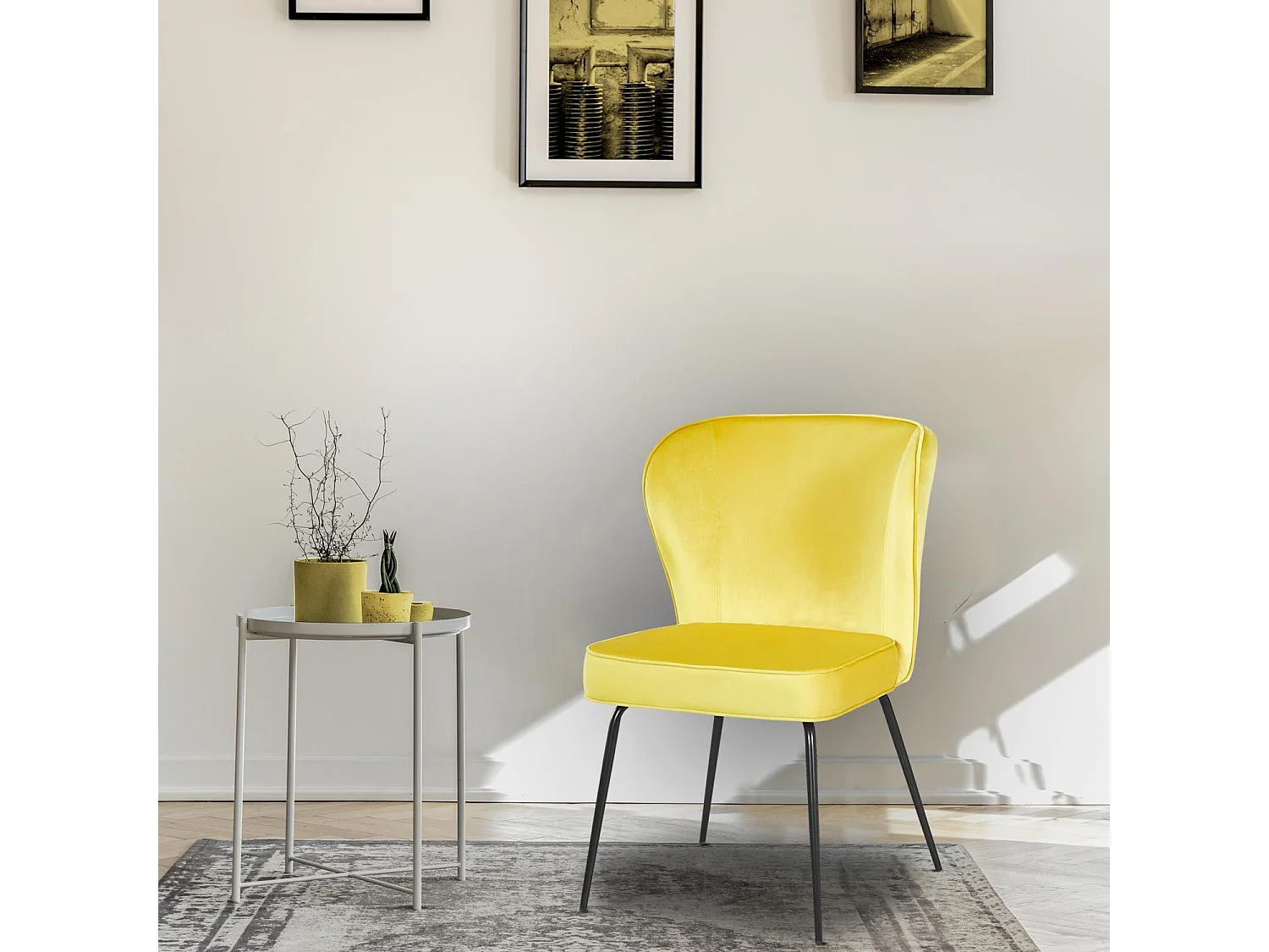 Lot de 2 Chaises Velours Design "Elsa" 79cm Jaune