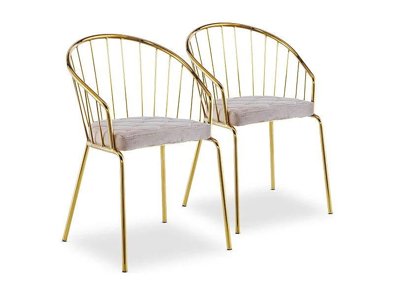 Lot de 2 chaises/fauteuils Eventille Velours Taupe