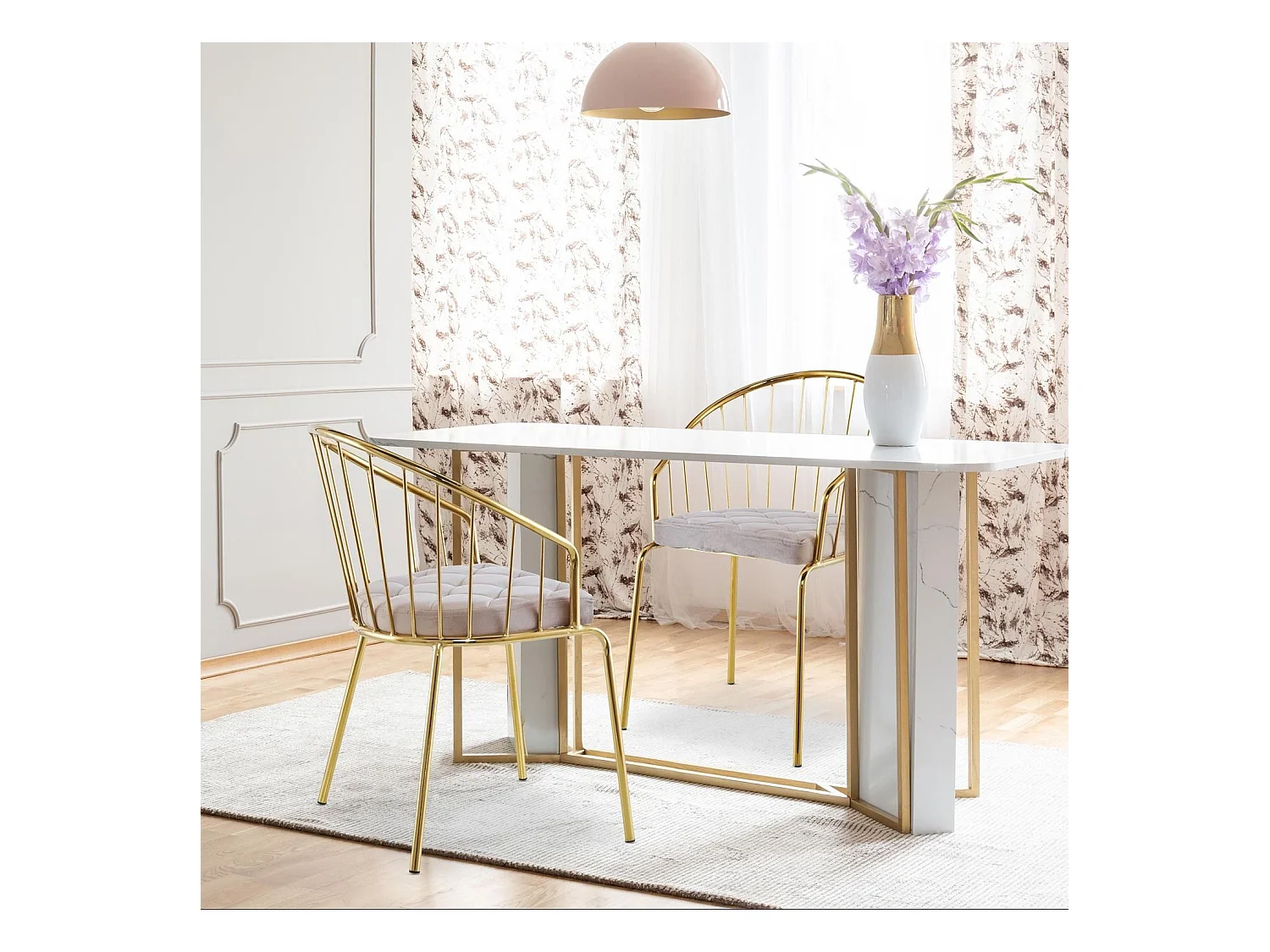 Lot de 2 chaises/fauteuils Eventille Velours Taupe