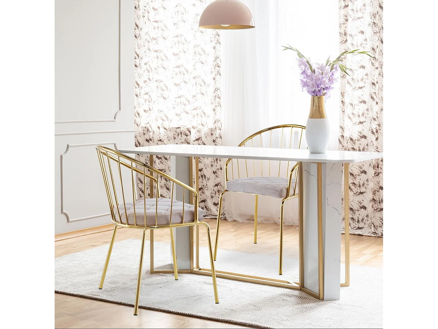 Lot de 2 chaises/fauteuils Eventille Velours Taupe