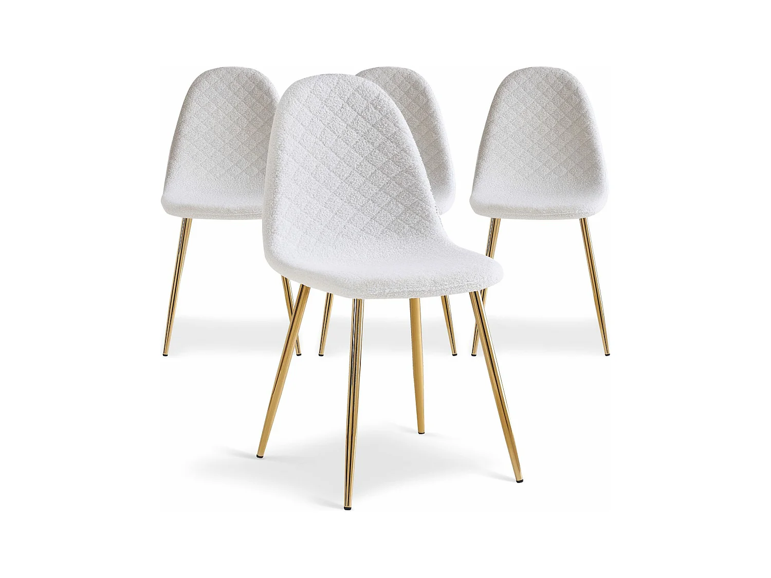 Lot de 4 chaises matelassées Norway Tissu bouclette Blanc