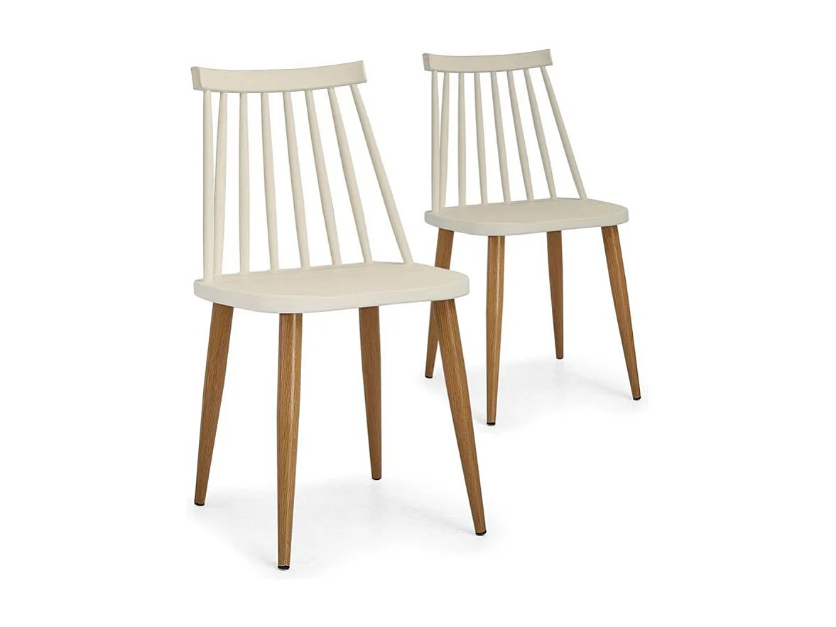 Lot de 2 Chaises Scandinaves "Estelle" 77cm Beige