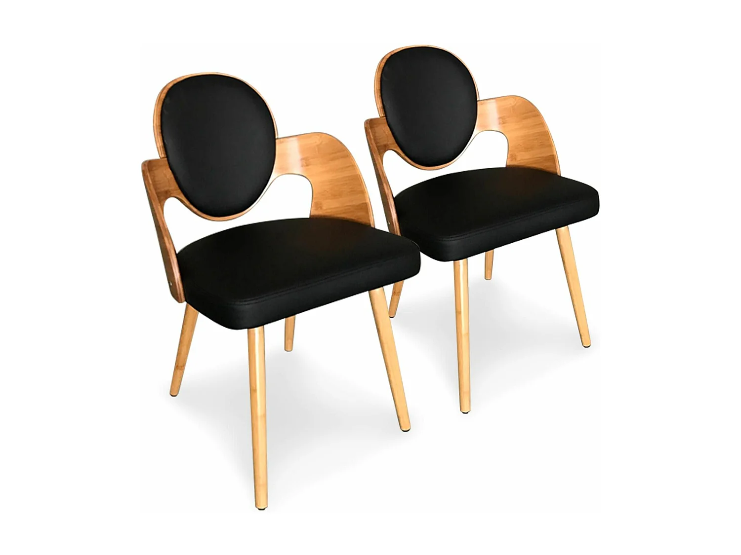 Lot de 2 chaises scandinaves Galway Bois Naturel et Noir