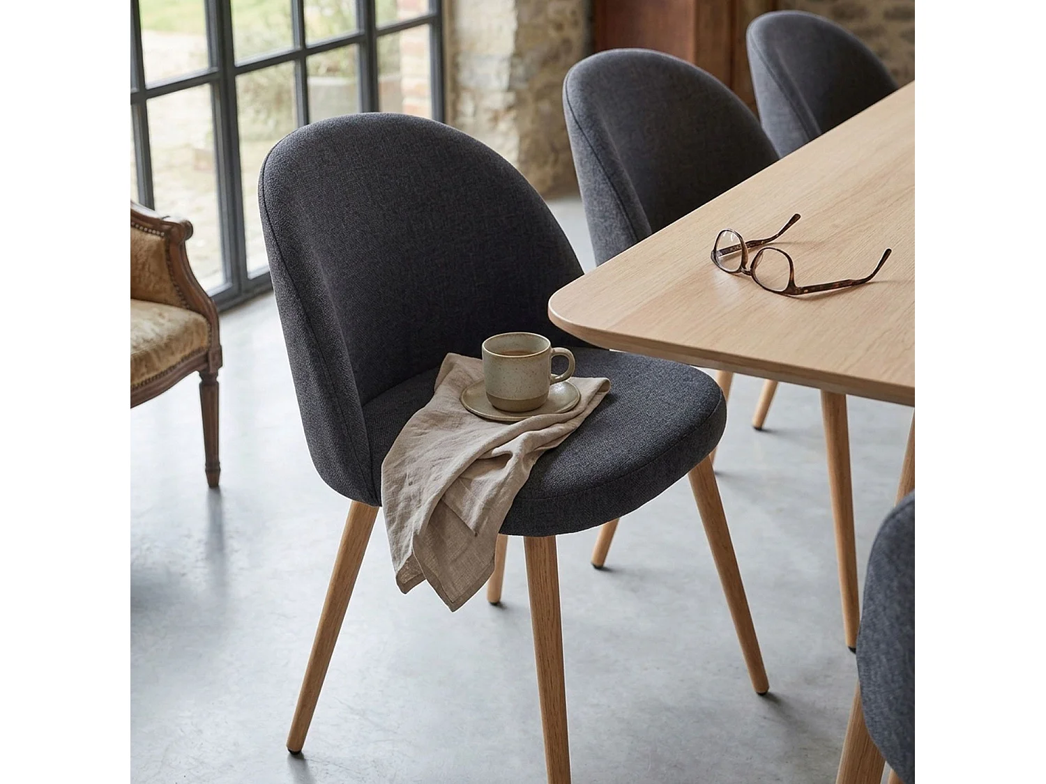 Lot de 2 Chaises Scandinaves "Morro" 78cm Gris Foncé