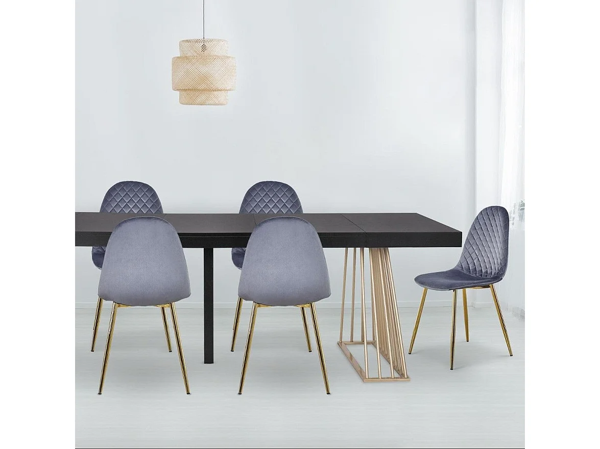 Lot de 4 Chaises en Velours "Waynor" 87cm Argent