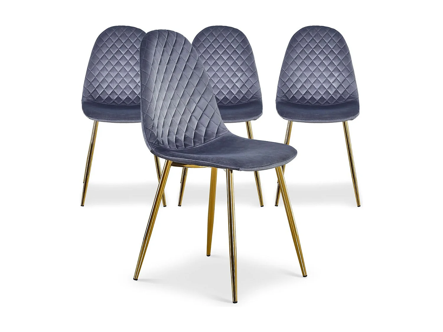 Lot de 4 Chaises en Velours "Waynor" 87cm Argent