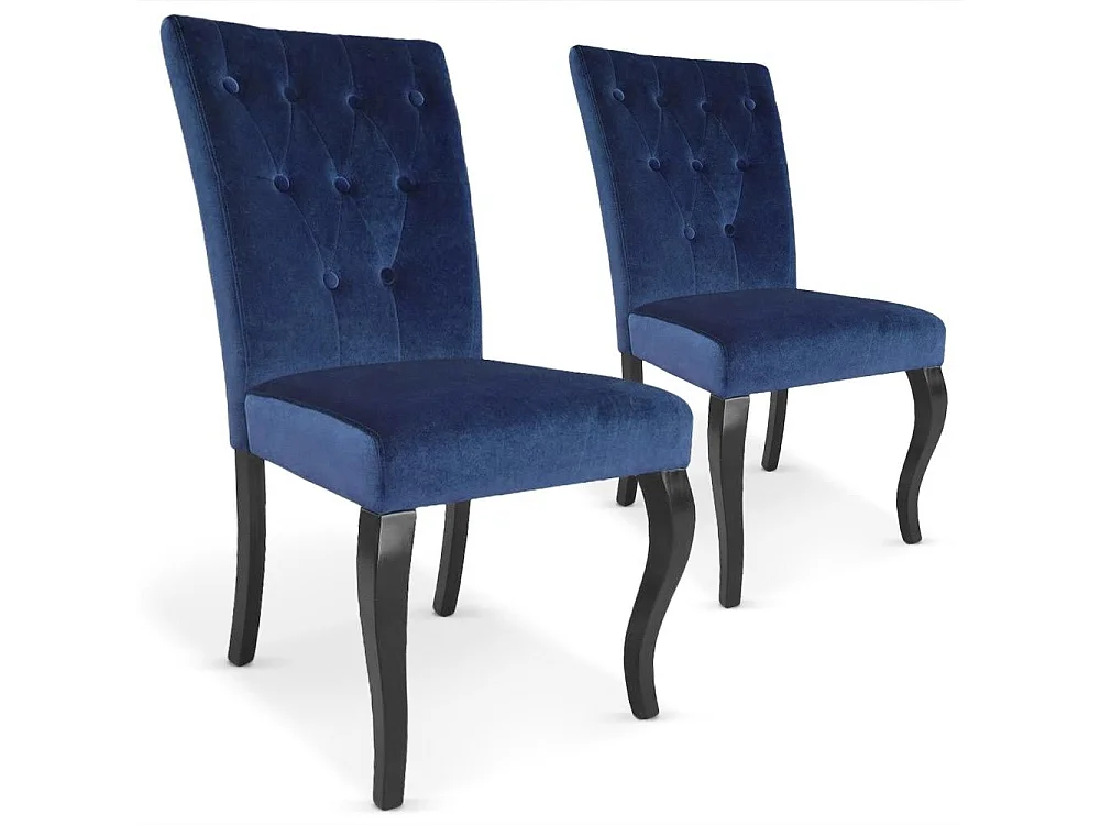 Lot de 2 Chaises Design Velours "Lucky" 106cm Bleu