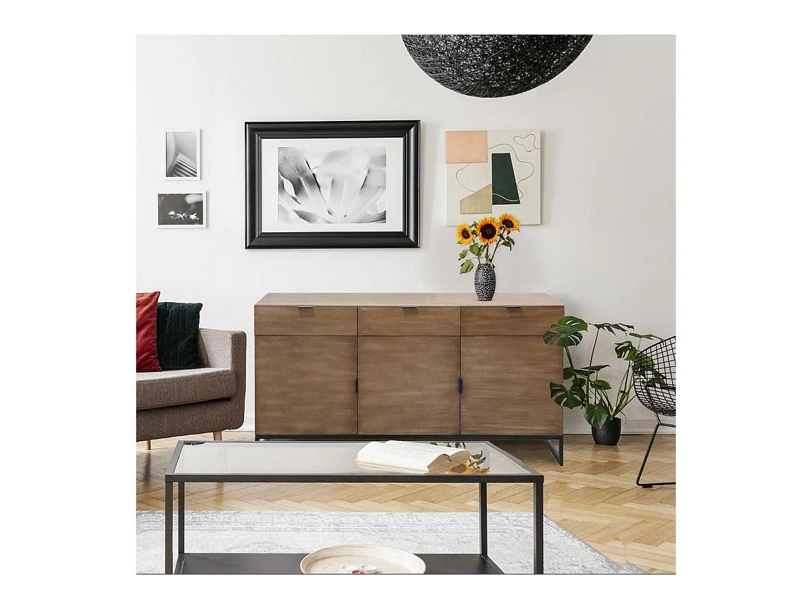 Buffet 3 Portes & 3 Tiroirs "Bolta" 150cm Naturel