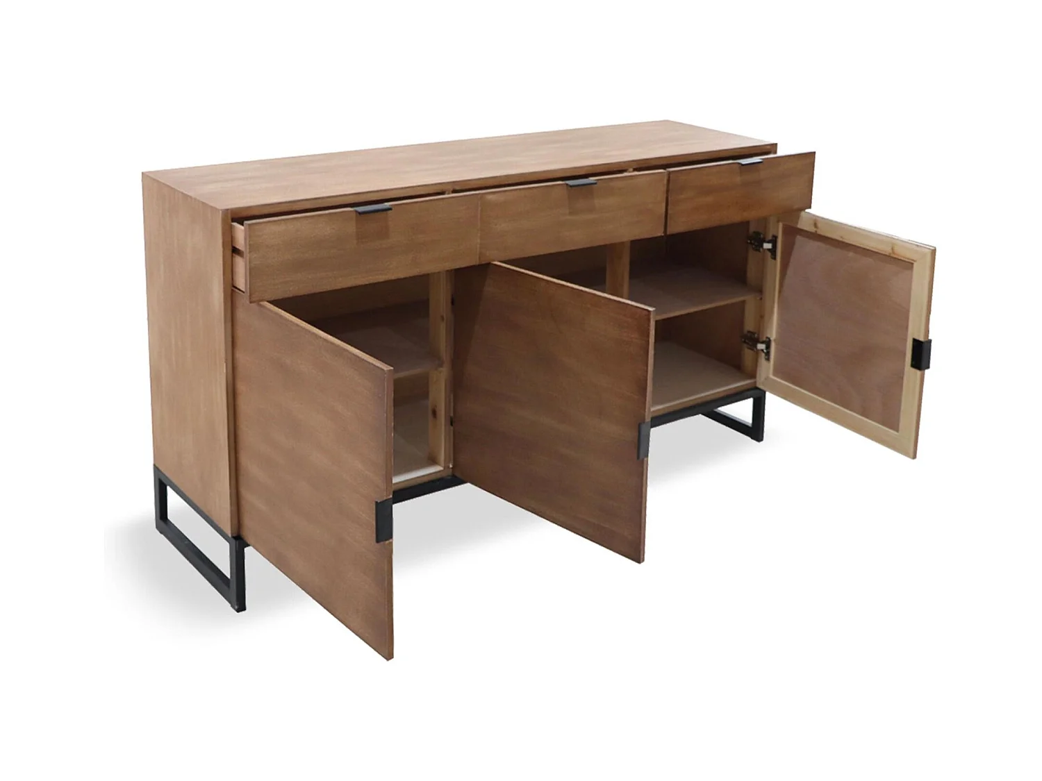 Buffet 3 Portes & 3 Tiroirs "Bolta" 150cm Naturel