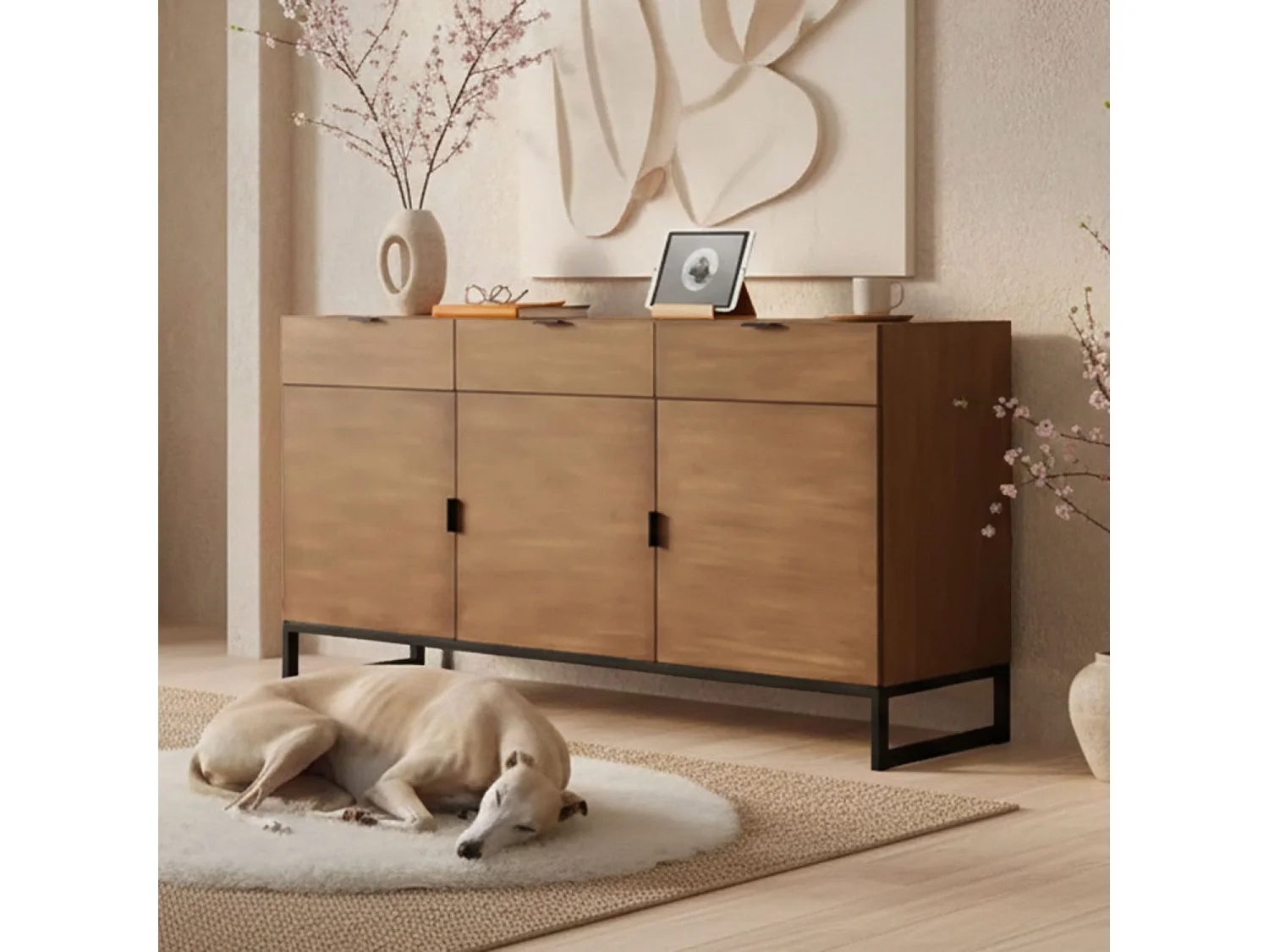 Buffet 3 Portes & 3 Tiroirs "Bolta" 150cm Naturel