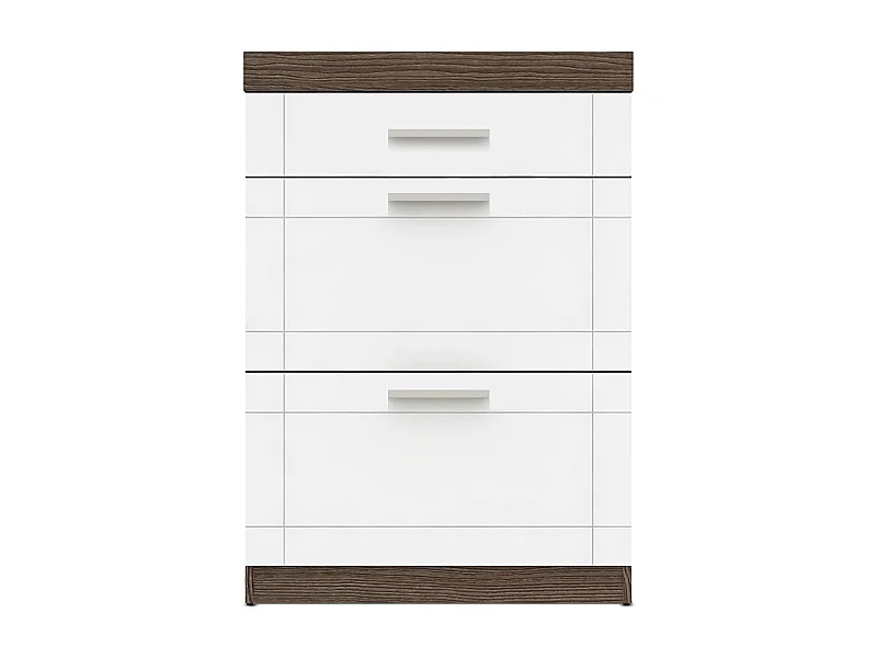 Buffet 1 Tiroir "Tenya" 100cm Chêne Foncé & Blanc