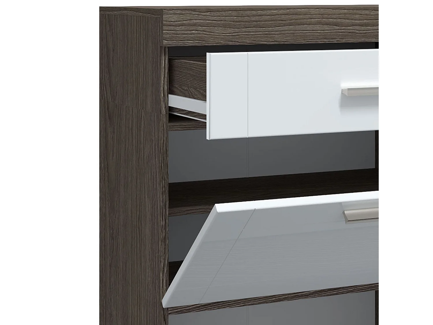 Buffet 1 Tiroir "Tenya" 100cm Chêne Foncé & Blanc