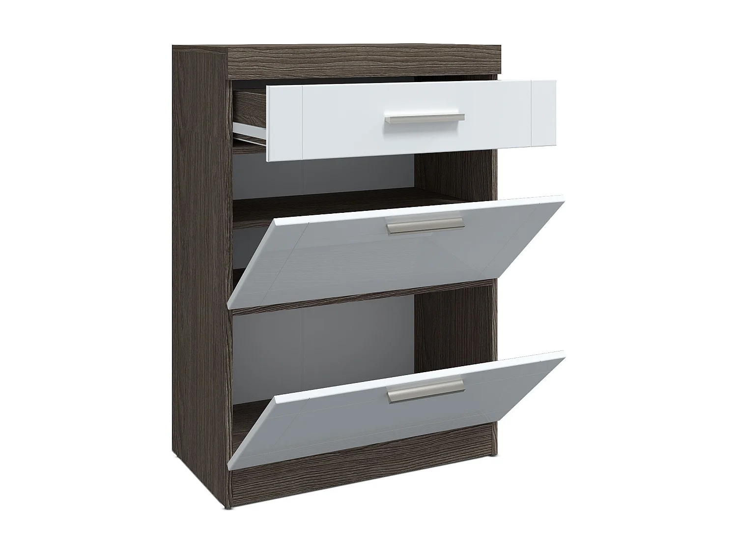 Buffet 1 Tiroir "Tenya" 100cm Chêne Foncé & Blanc