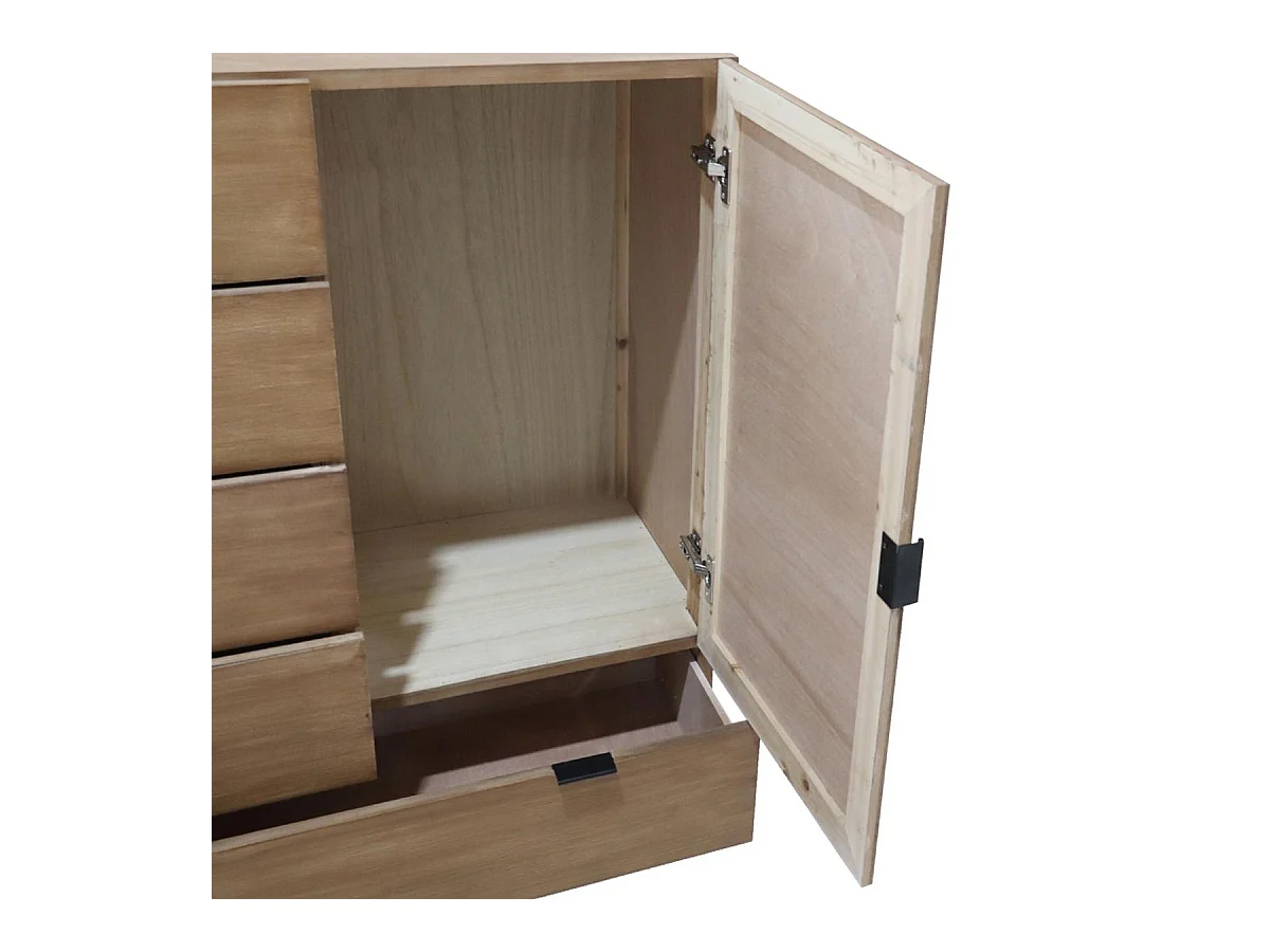 Buffet 4 Tiroirs & 1 Porte "Bolta" 112cm Naturel