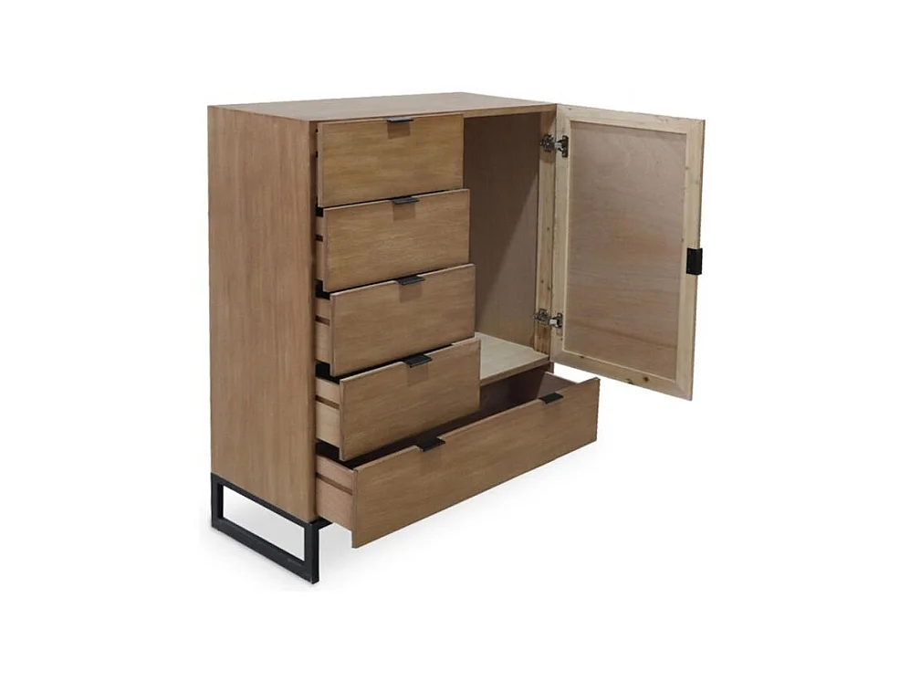 Buffet 4 Tiroirs & 1 Porte "Bolta" 112cm Naturel