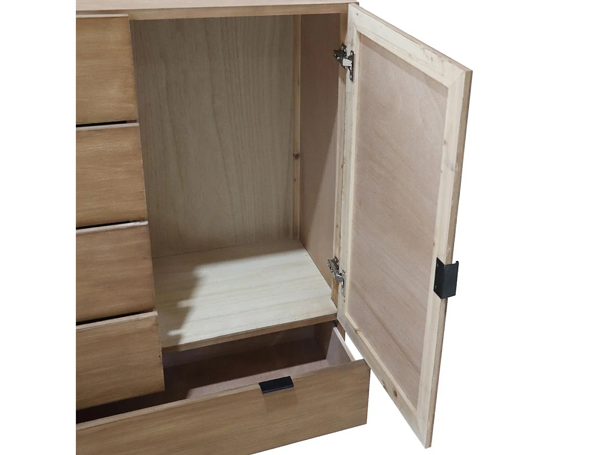 Buffet 4 Tiroirs & 1 Porte "Bolta" 112cm Naturel