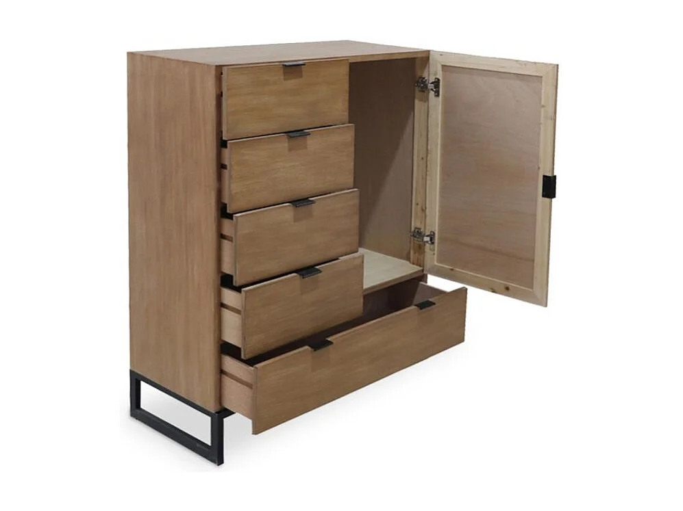 Buffet 4 Tiroirs & 1 Porte "Bolta" 112cm Naturel