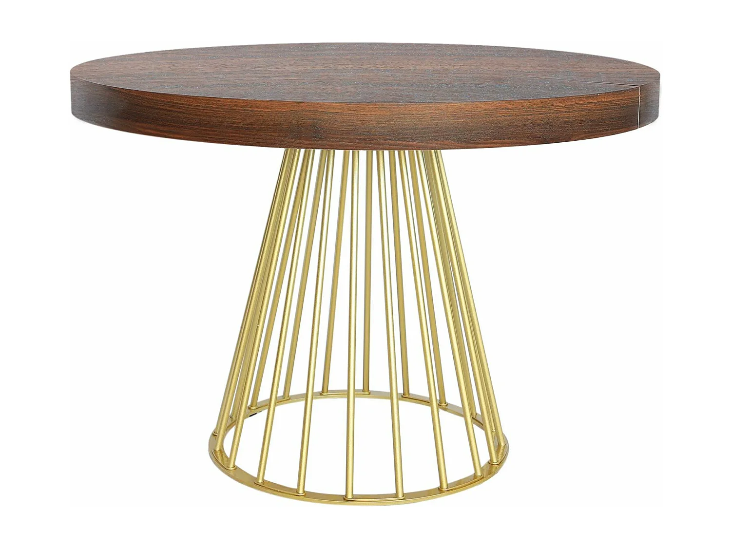 Tavolo Tondo Allungabile Soare Legno Nocciola Gambe Oro