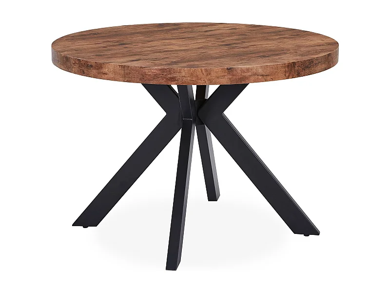 Table Ronde Extensible "Zefane" 110-260cm Noir & Noyer