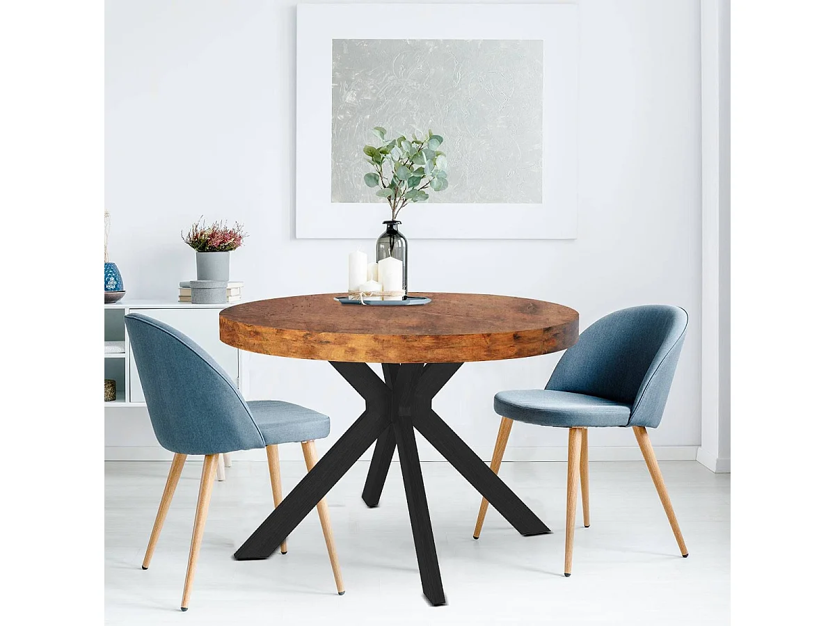 Table Ronde Extensible "Zefane" 110-260cm Noir & Noyer