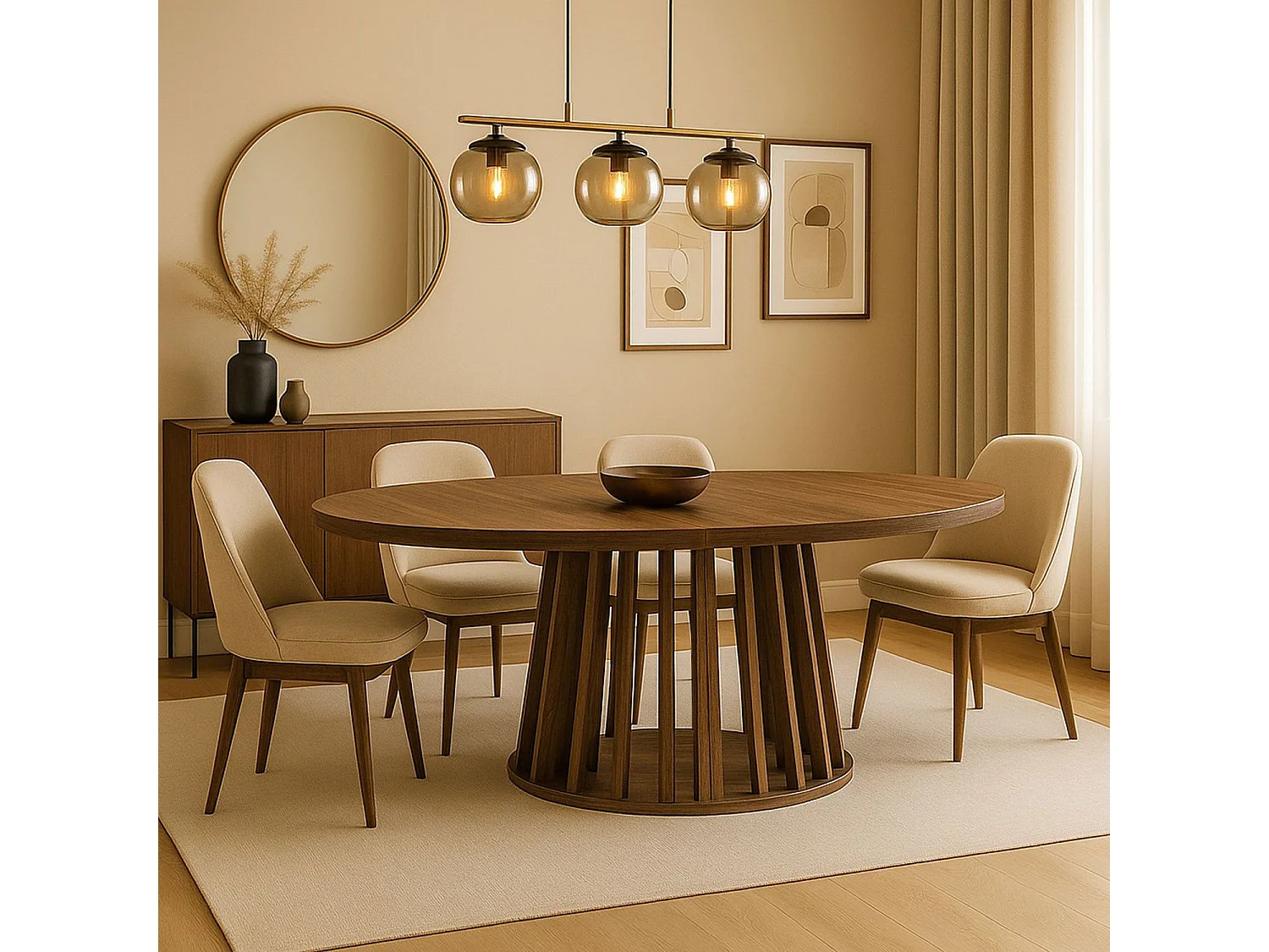 Table de Repas Extensible "Laize" 150-300cm Noisette