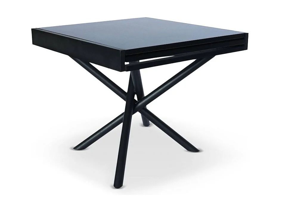 Table à Manger Extensible "Freida" 90-180cm Noir Mat