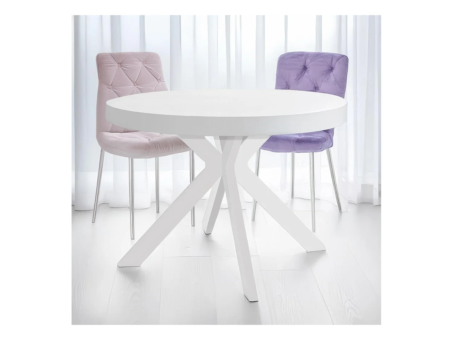 Table Ronde Extensible "Zefane" 110-260cm Blanc