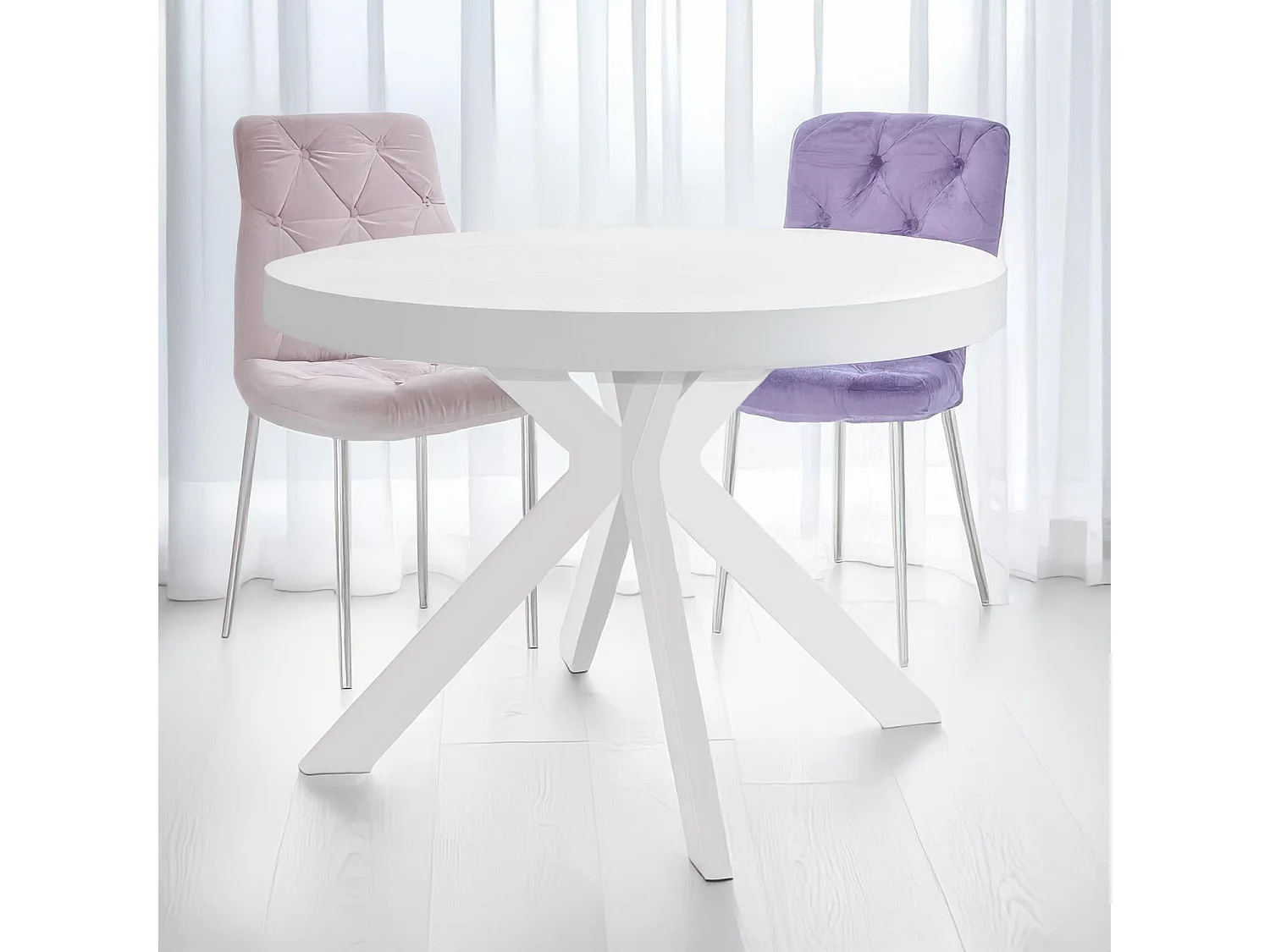 Table Ronde Extensible "Zefane" 110-260cm Blanc