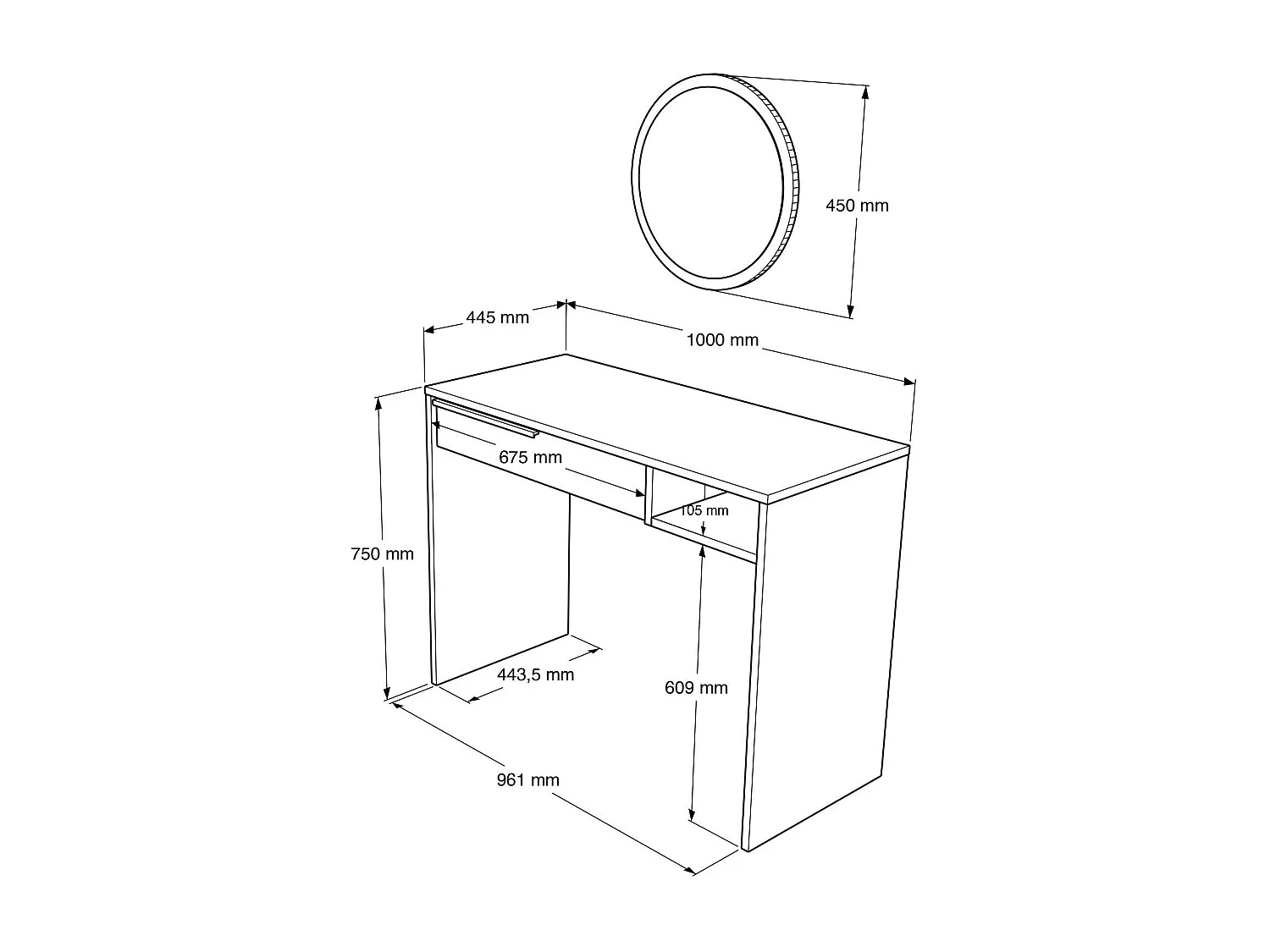 Table à Manger Extensible "Régina" 90-180cm Or & Marron