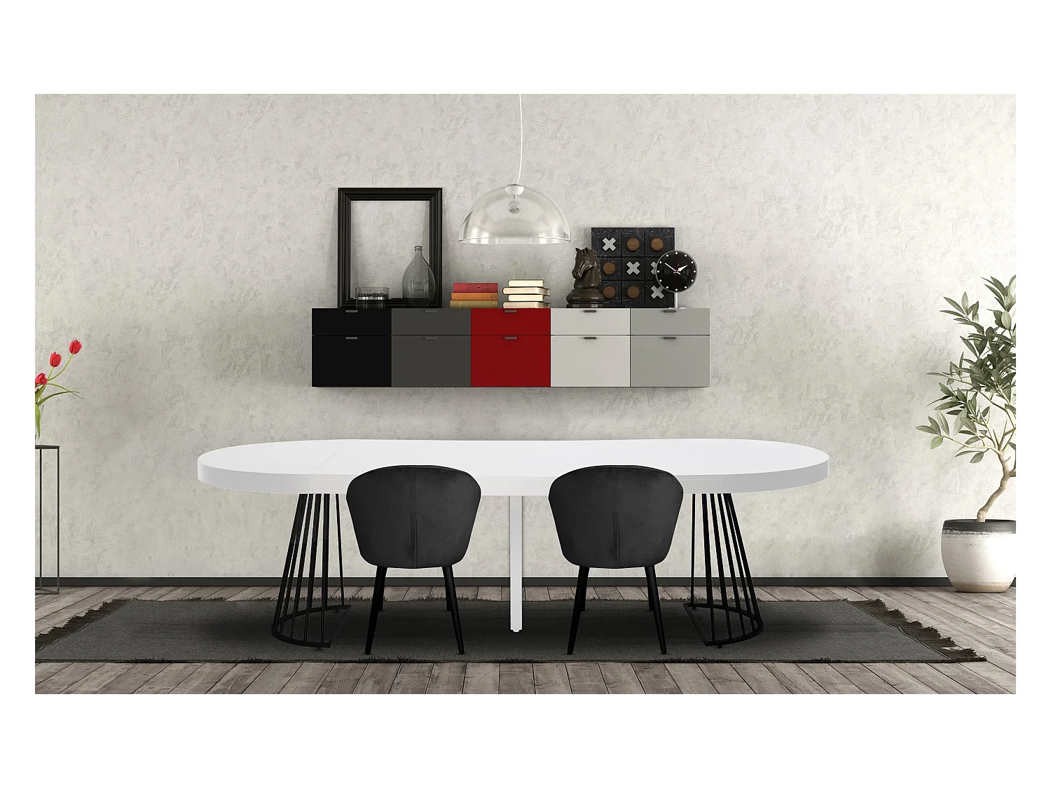 Table de Repas Extensible "Virginia" 110-260cm Blanc