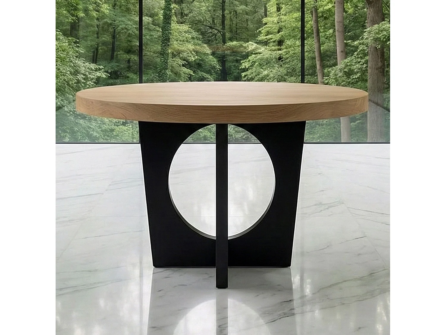 Tavolo rotondo allungabile Kalipso Rovere Chiaro e Nero