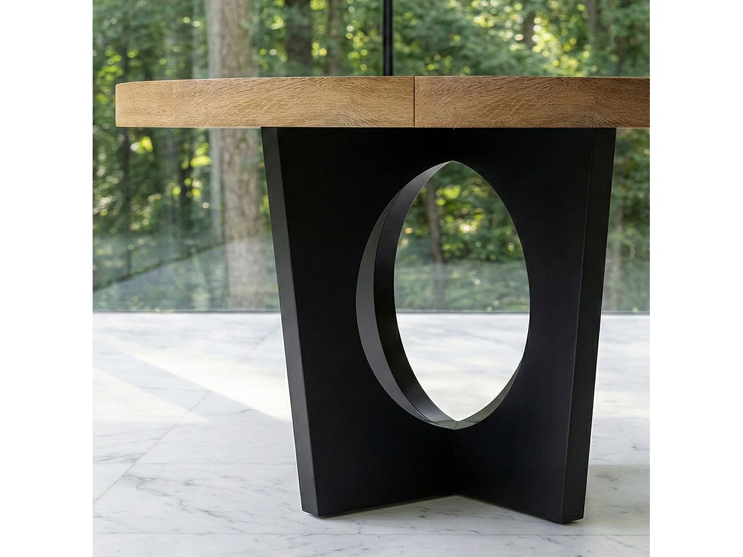 Tavolo rotondo allungabile Kalipso Rovere Chiaro e Nero