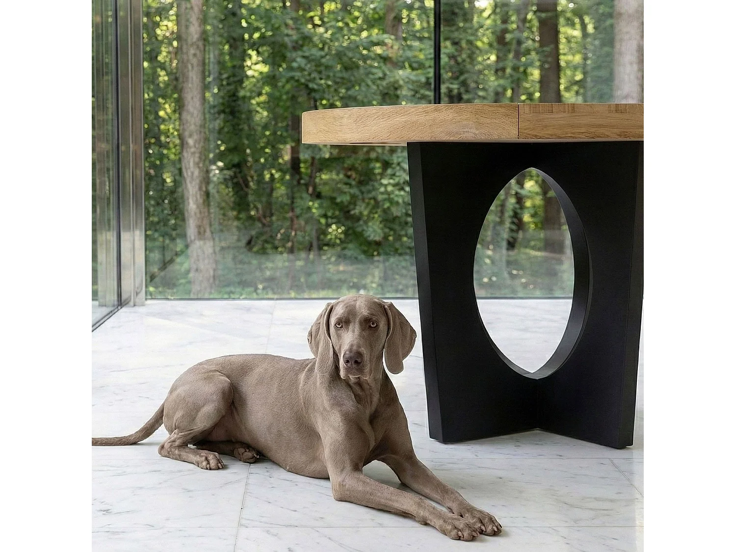 Table ronde extensible Kalipso Chêne Clair et Noir