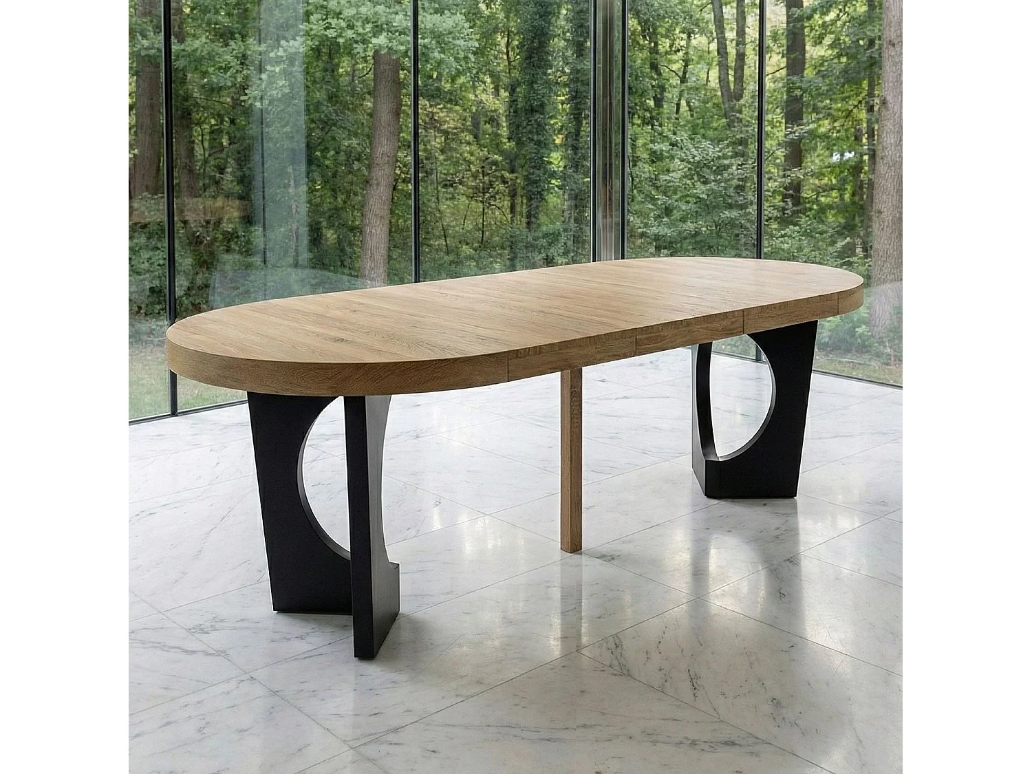 Table de Repas Extensible "Kapy" 110-260cm Chêne & Noir