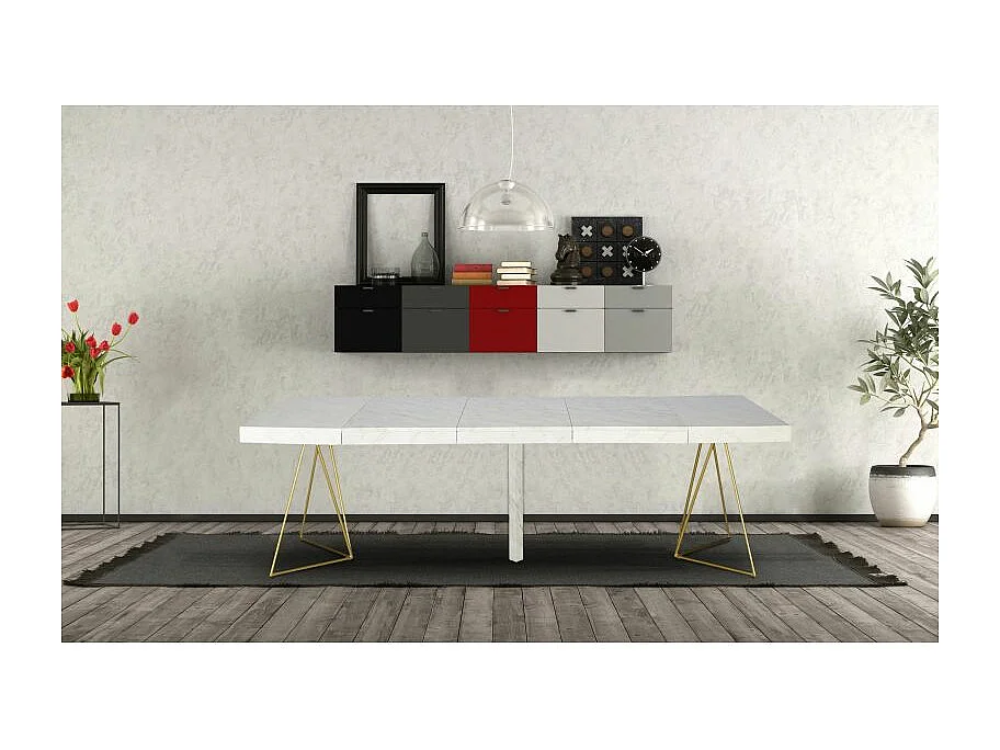 Table de Repas Extensible "Lanei" 90-240cm Effet Marbre