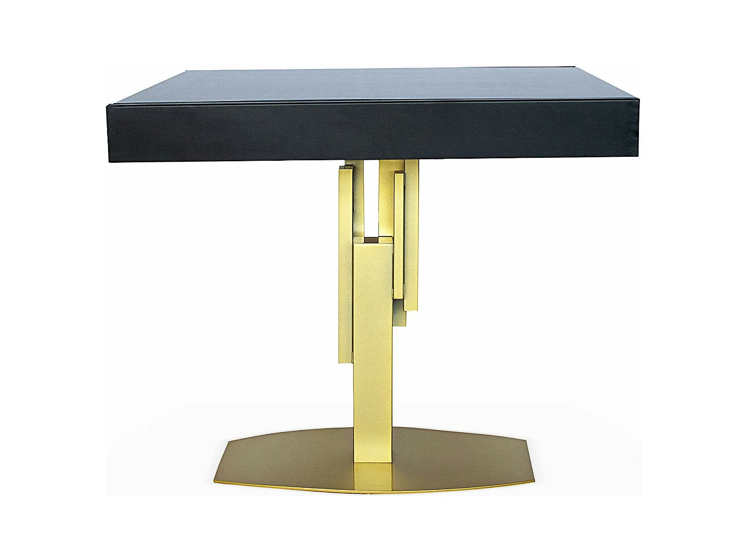 Table à Manger Extensible "Régina" 90-180cm Or & Noir