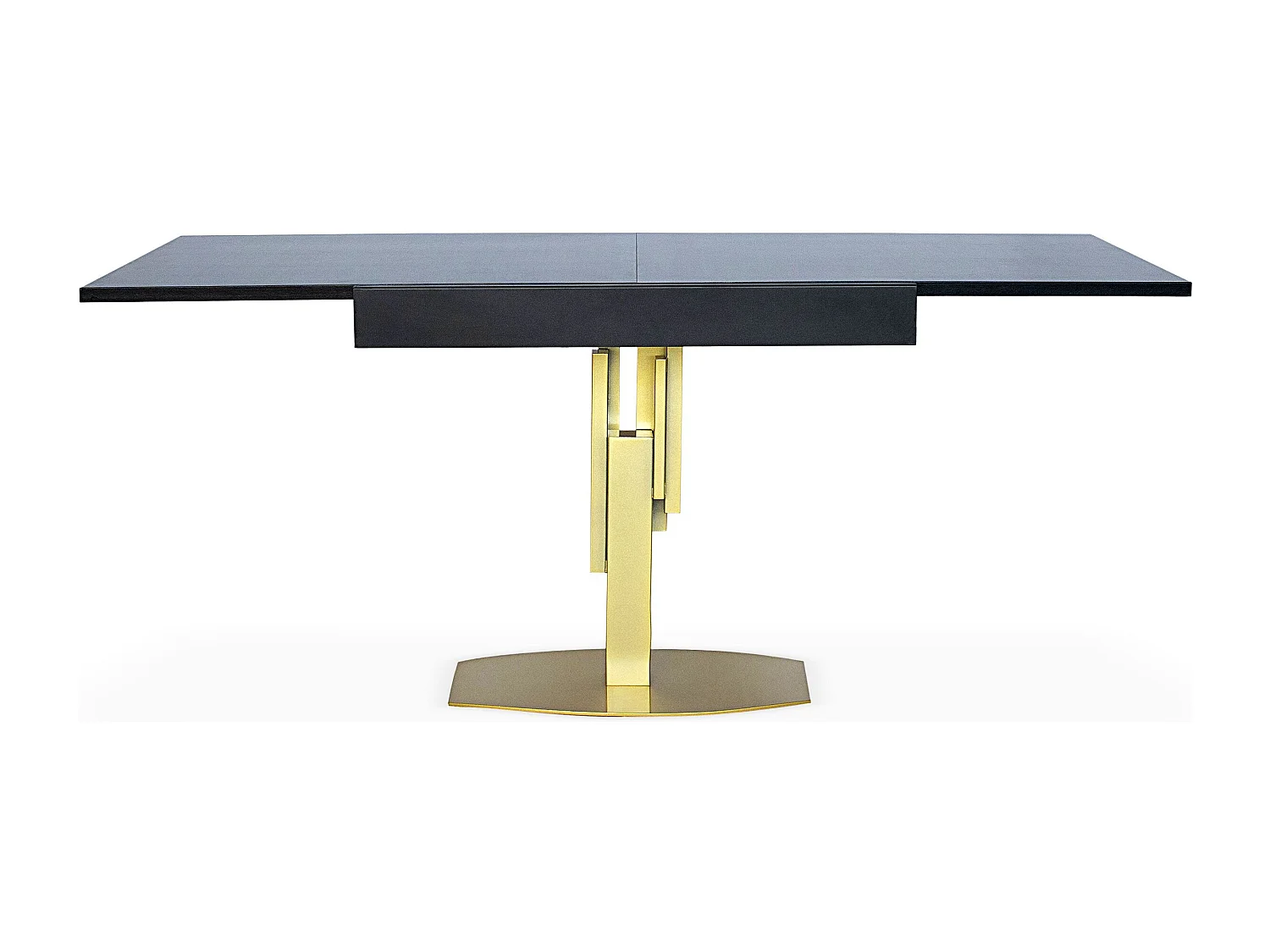 Table à Manger Extensible "Régina" 90-180cm Or & Noir