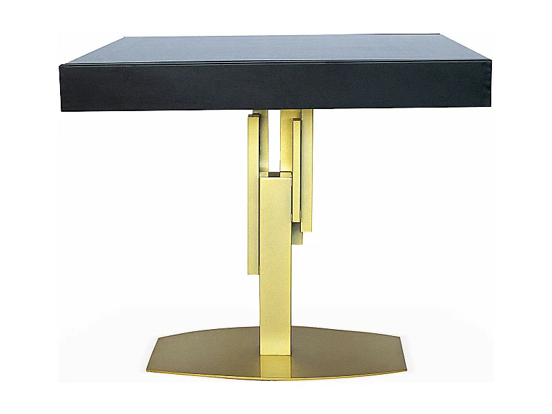 Table à Manger Extensible "Régina" 90-180cm Or & Noir