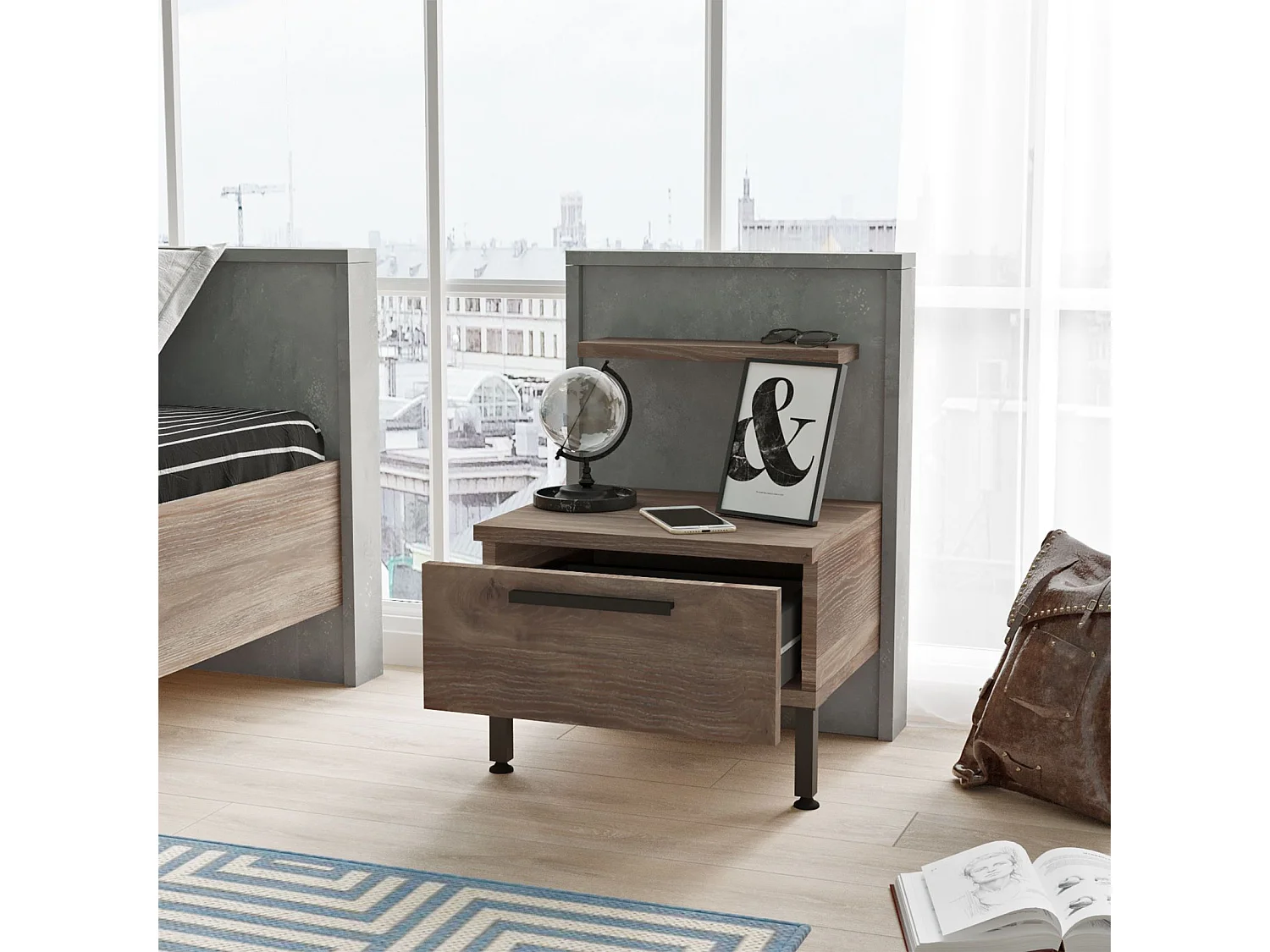 Table à Manger Extensible "Régina" 90-180cm Noir & Marron