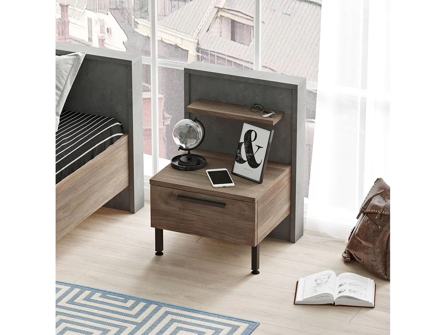 Table à Manger Extensible "Régina" 90-180cm Noir & Marron