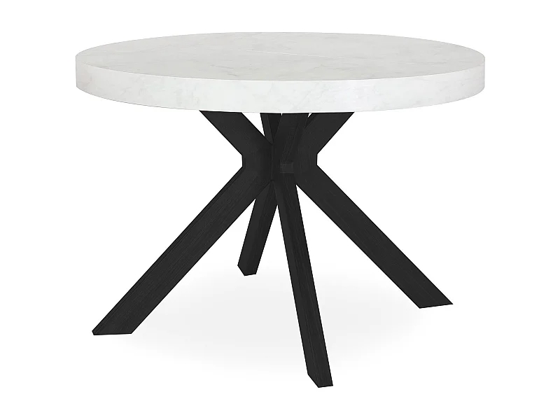 Table Ronde Extensible "Zefane" 160-260cm Noir & Effet Marbre