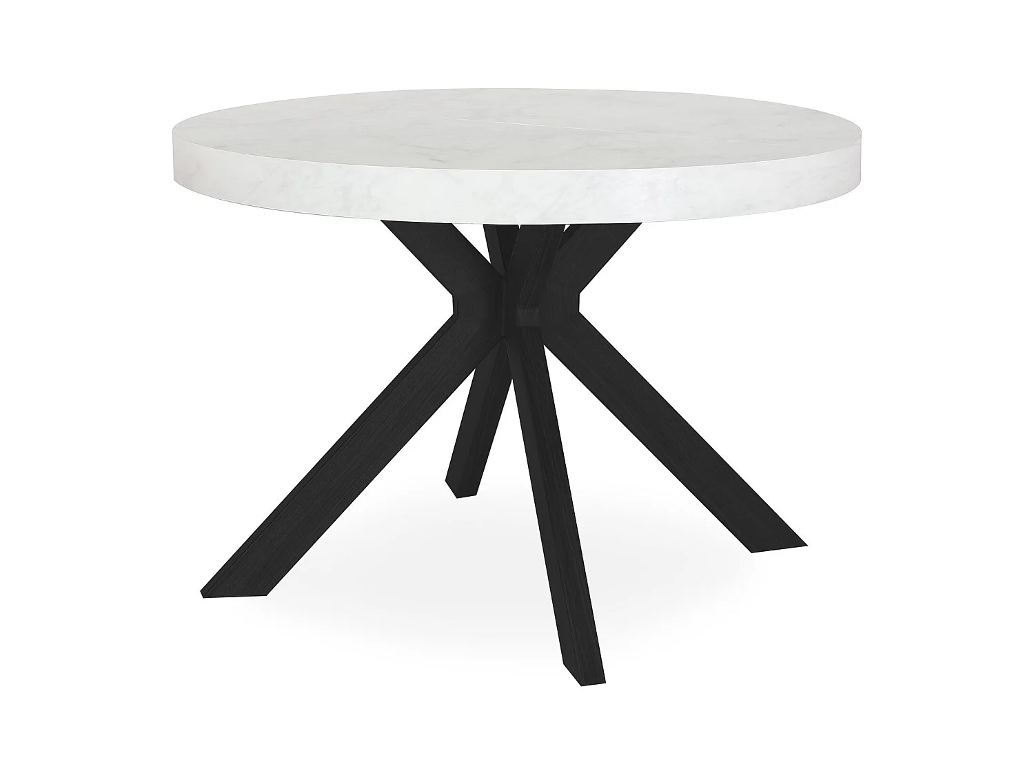 Table Ronde Extensible "Zefane" 160-260cm Noir & Effet Marbre