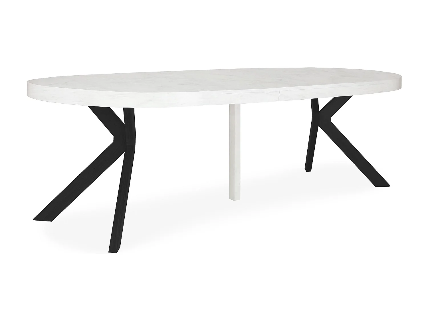 Table Ronde Extensible "Zefane" 160-260cm Noir & Effet Marbre