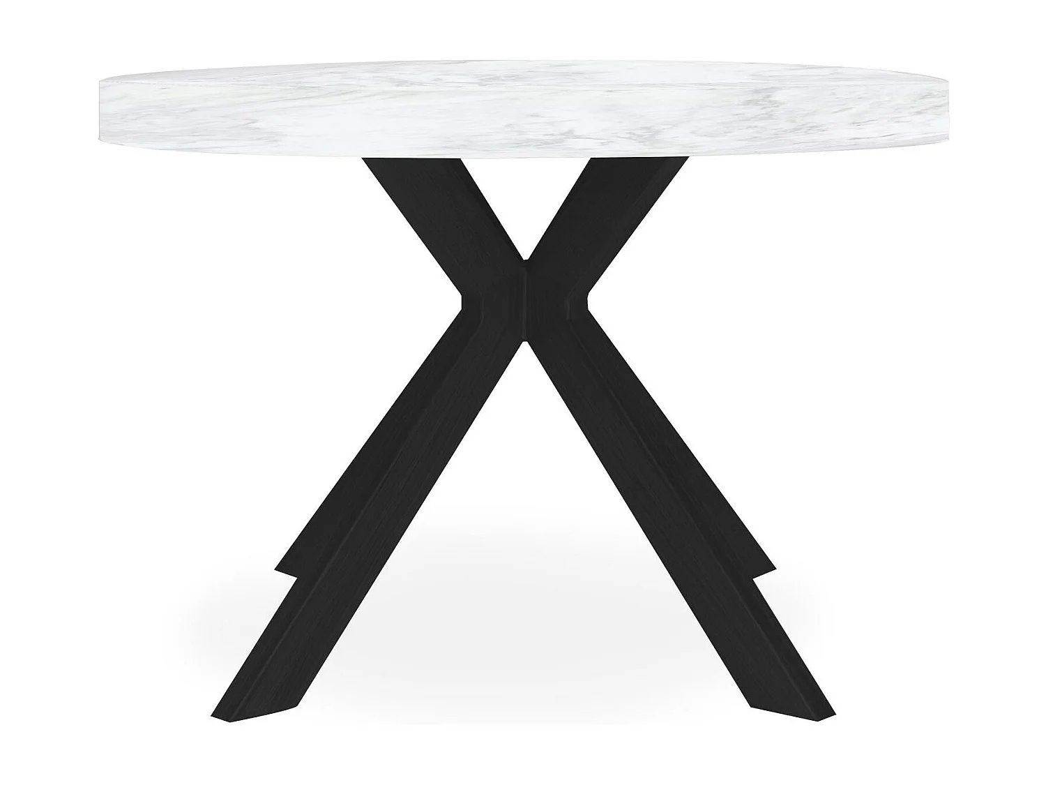 Table Ronde Extensible "Zefane" 160-260cm Noir & Effet Marbre